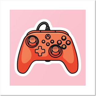 Joystick Controller and Game Pad Stick Sticker vector illustration. Sports and technology gaming objects icon concept. Video game controller or game console sticker logo design with shadow. Posters and Art